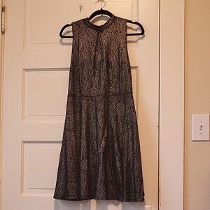 Gold Metallic Lace Dress